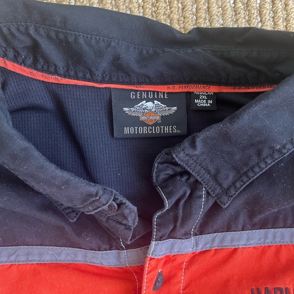 Harley-Davidson Men's Performance Vented Colorblock Shirt Orange Black SZ 2XL - Picture 8 of 12